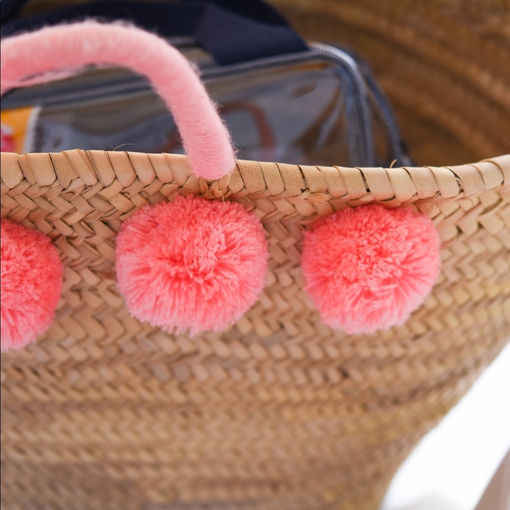Pink Pom Straw Beach Bag (CJ Laing) - Picture 3 of 8